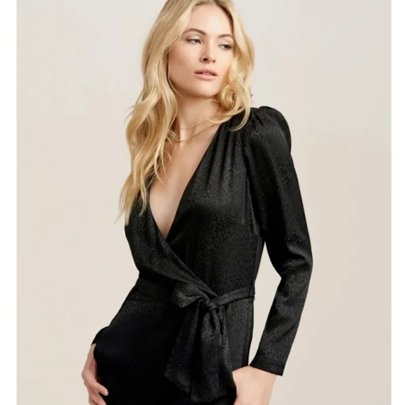 Ali & Jay Stay Golden Black Padded Deep V-neck Wide Leg Satin Jumpsuit S… - Picture 2 of 5